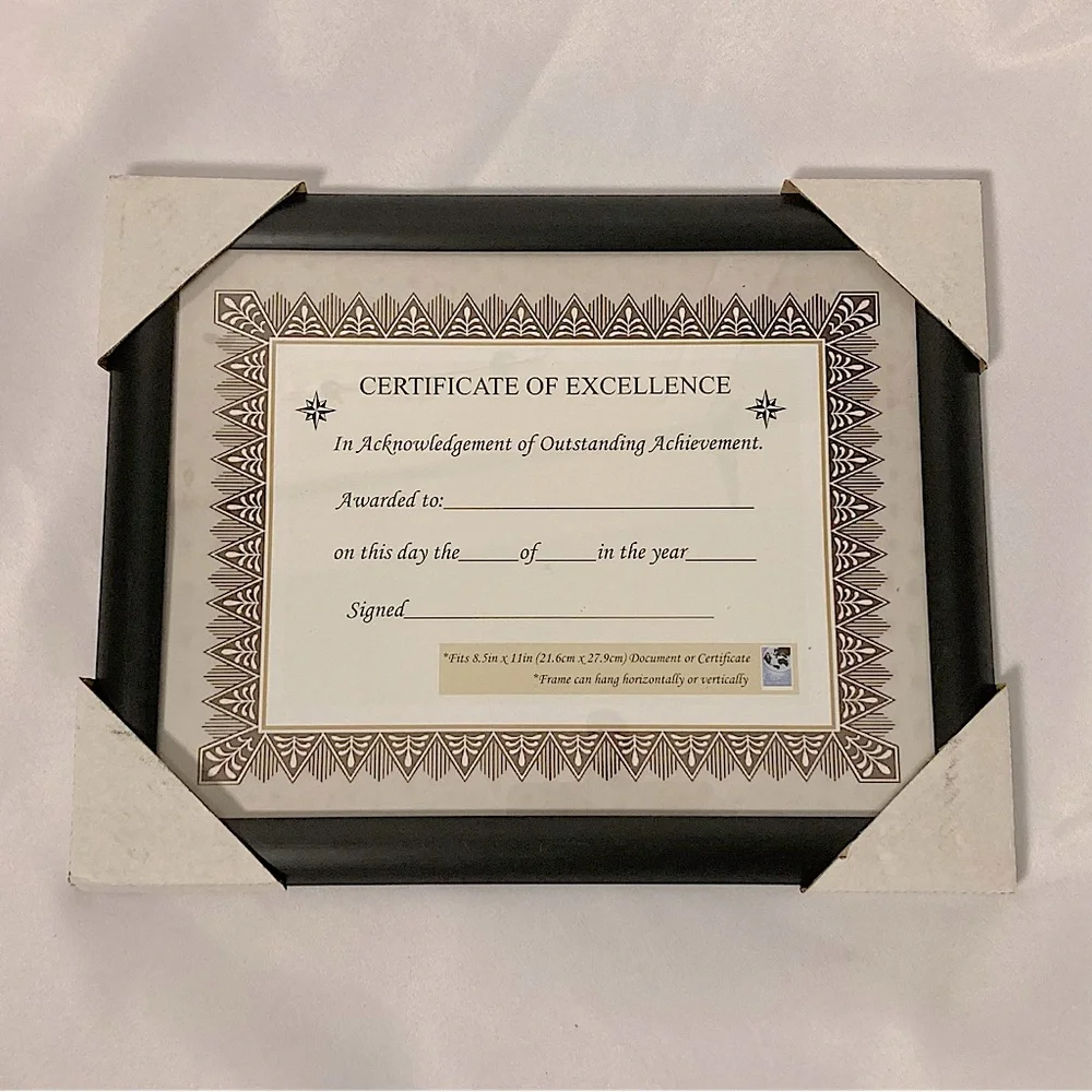 ⭐️ 8.5” x 11” Certificate of Excellence Black Picture Frame